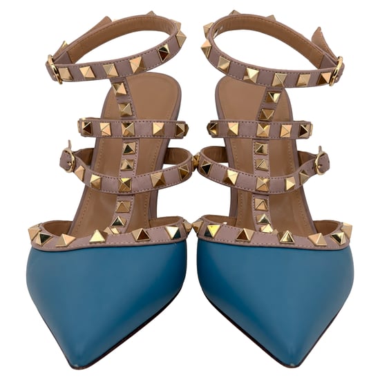 Valentino Garavani Rockstud 65 Pumps in Blue Leather - Image 2