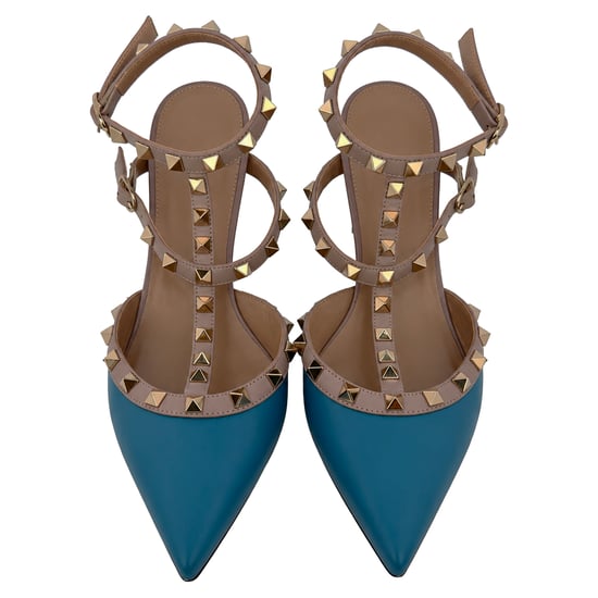 Valentino Garavani Rockstud 65 Pumps in Blue Leather - Image 3