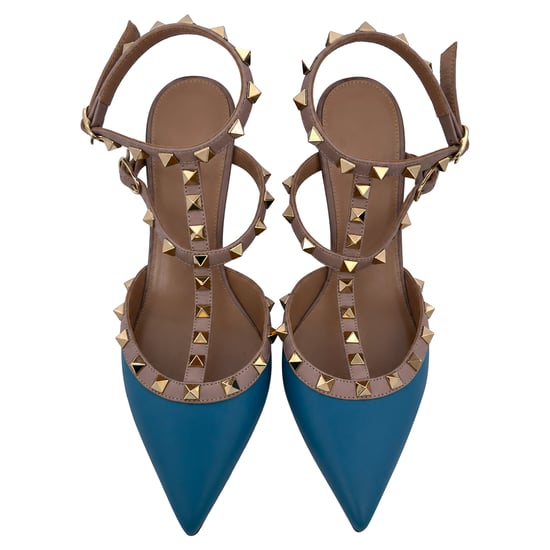 Valentino Garavani Rockstud 65 Pumps in Blue Leather - Image 4