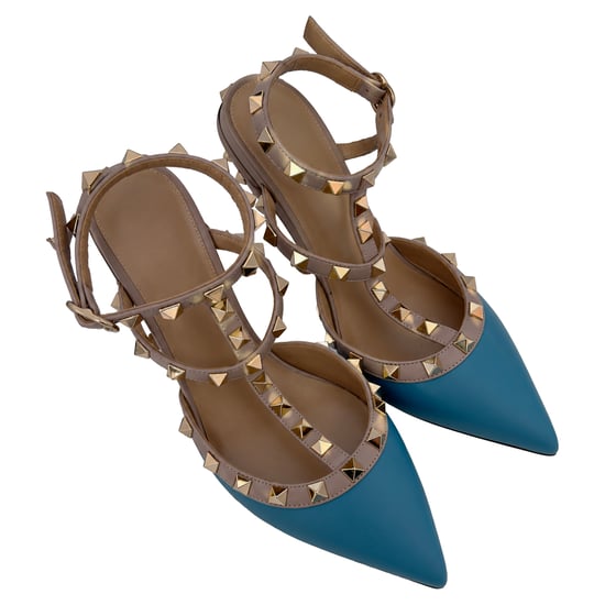 Valentino Garavani Rockstud 65 Pumps in Blue Leather - Image 5