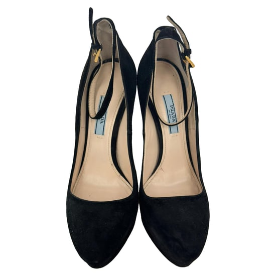 Prada Ankle Strap Platform Pumps in Black Suede - Image 3