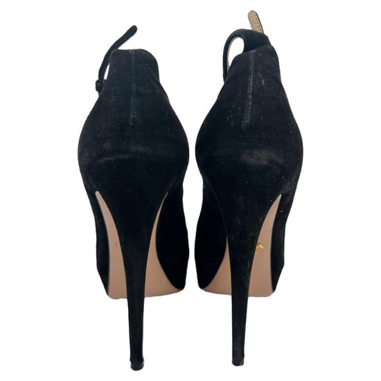 Prada Ankle Strap Platform Pumps in Black Suede - Image 6