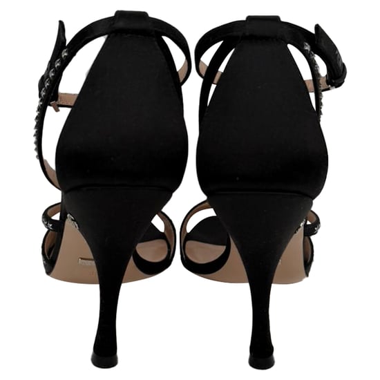 Gucci GG-sandaler med stjärnprydnader i svart satin - Image 3