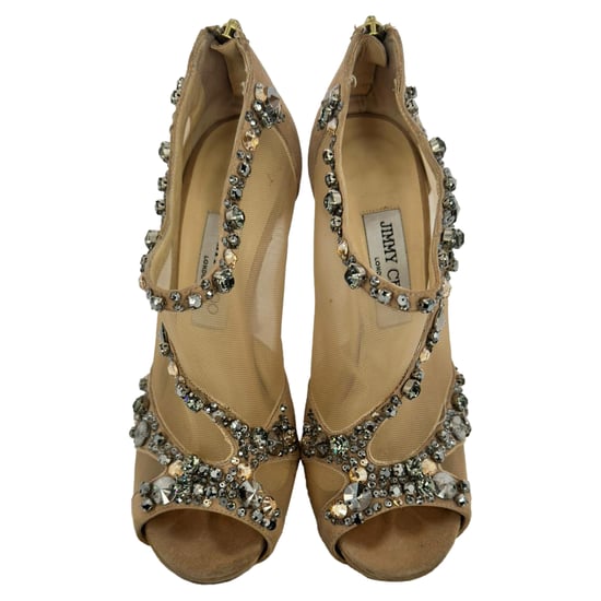 Jimmy Choo Mesh Accents Pumps in Beige Suede - Image 3
