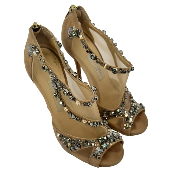 Jimmy Choo Mesh Accents Pumps in Beige Suede - Image 5