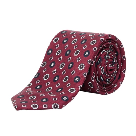 Boss Blommig silkesslips för män (Mörkröd) - Image 2