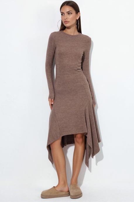 A-line Midi Dress With Crew Neck - Image 2
