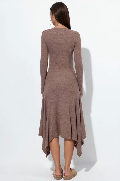 A-line Midi Dress With Crew Neck - Image 3