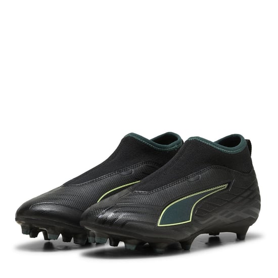 Boys Puma Kids Ultra 6 Match+ LL Firm Ground Football Boots in Blk-FL-GrnTrrn - Image 1