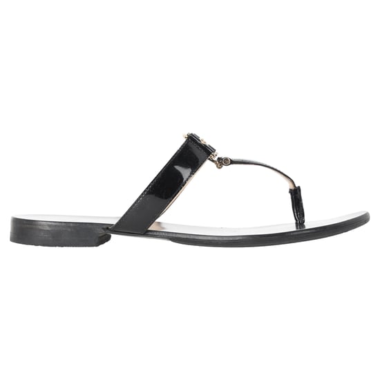 Versace Medusa Logo-Plaque Thong Slide Sandals in Black Leather - Image 1