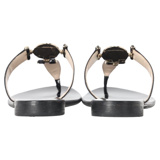 Versace Medusa Logo-Plaque Thong Slide Sandals in Black Leather - Image 3
