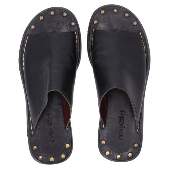 See by Chloé Studded Slide Sandals in Black Leather - Image 6