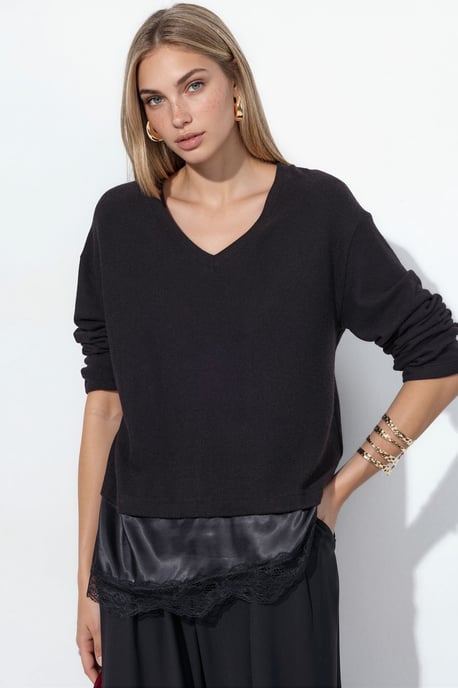 Women’s V-neck Knit Sweater - Image 1