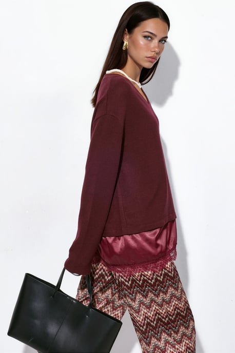 Women’s V-neck Knit Sweater - Image 2