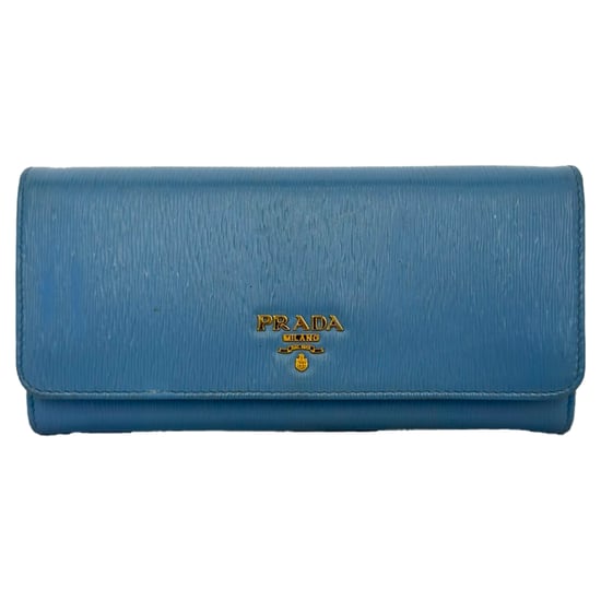Prada Vitello Move Flap Continental Wallet in Blue Leather - Image 1