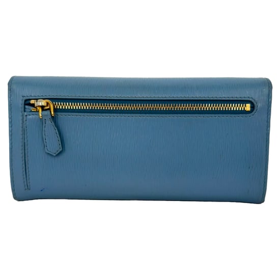Prada Vitello Move Flap Continental Wallet in Blue Leather - Image 4