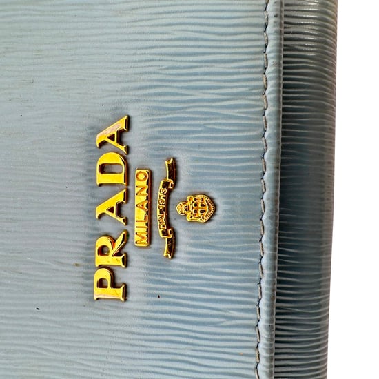 Prada Vitello Move Flap Continental Wallet in Blue Leather - Image 5