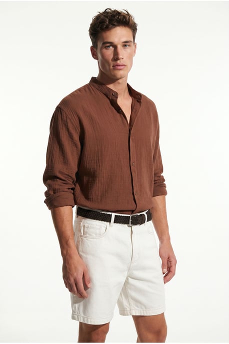 Oversized Mandarin Collar Shirt - Image 2