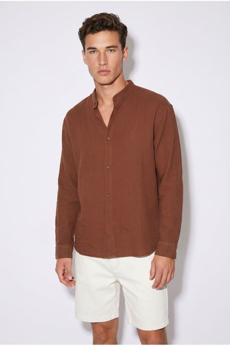 Oversized Mandarin Collar Shirt - Image 5