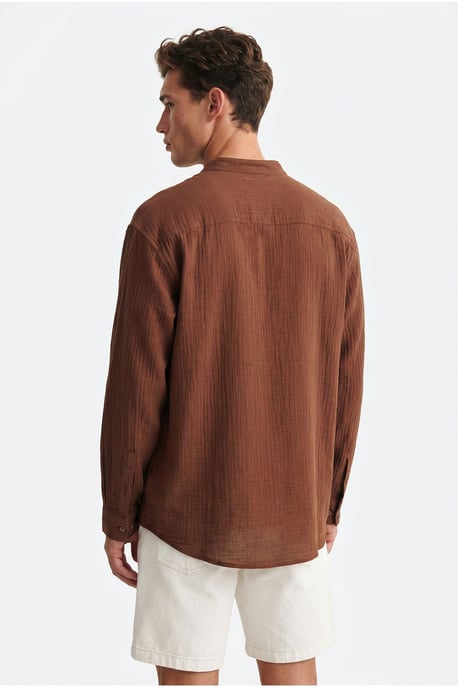 Oversized Mandarin Collar Shirt - Image 6