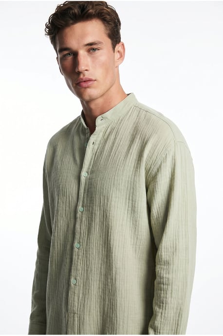 Oversized Mandarin Collar Shirt - Image 1