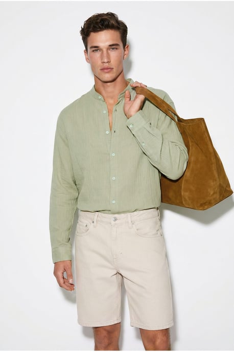 Oversized Mandarin Collar Shirt - Image 2
