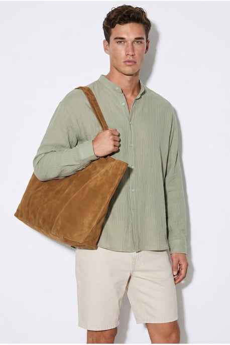 Oversized Mandarin Collar Shirt - Image 3