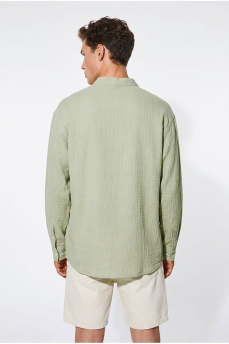 Oversized Mandarin Collar Shirt - Image 4