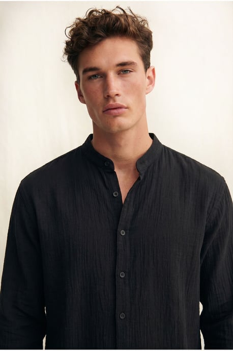 Oversized Mandarin Collar Shirt - Image 1