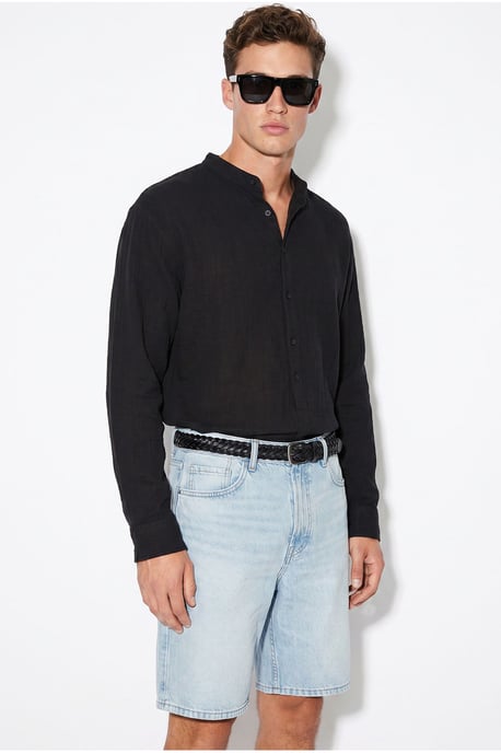 Oversized Mandarin Collar Shirt - Image 3