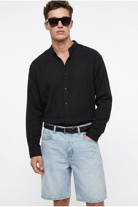 Oversized Mandarin Collar Shirt - Image 4