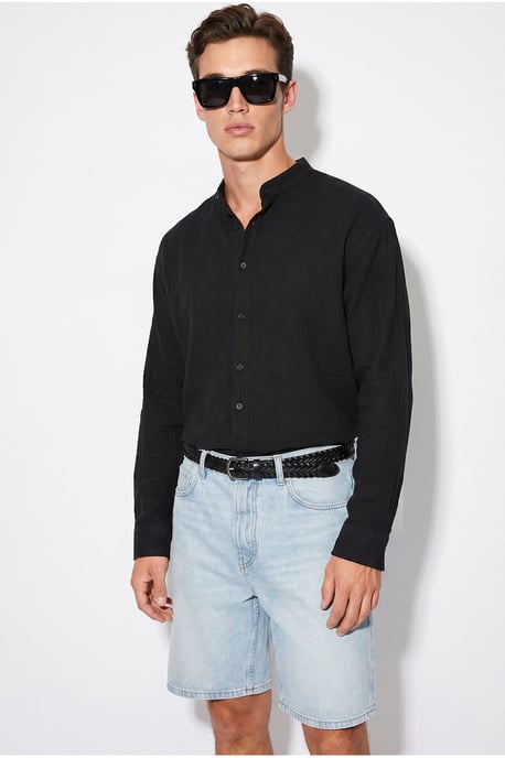 Oversized Mandarin Collar Shirt - Image 5