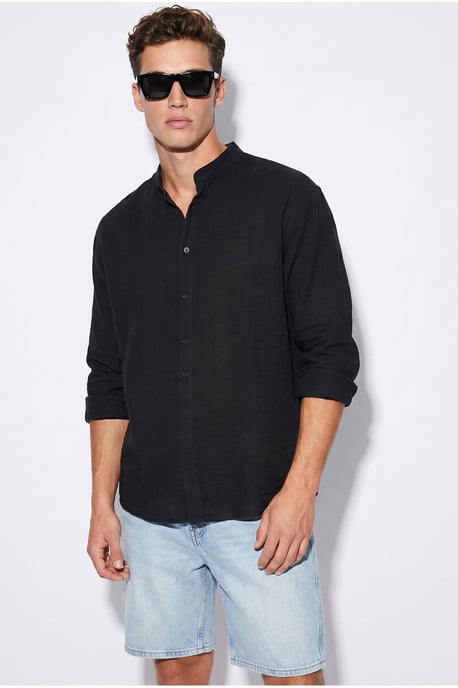 Oversized Mandarin Collar Shirt - Image 6