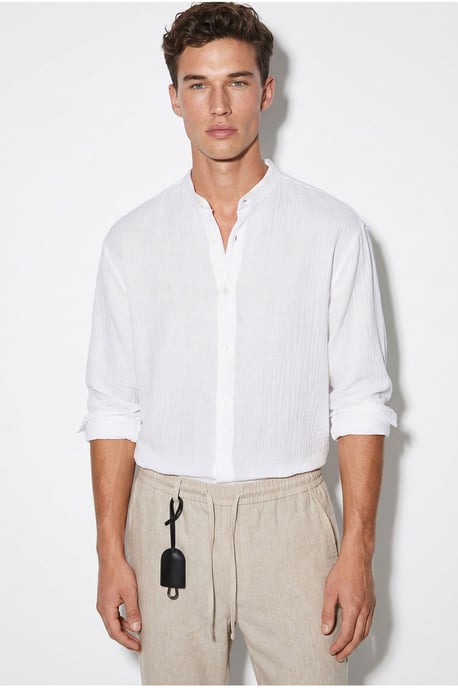 Oversized Mandarin Collar Shirt - Image 2