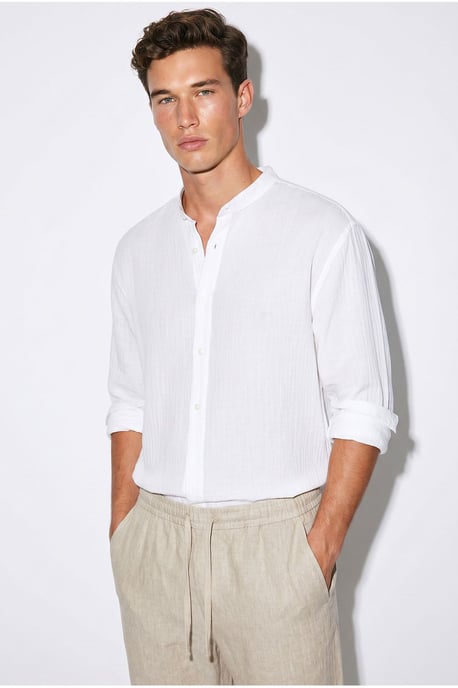 Oversized Mandarin Collar Shirt - Image 3