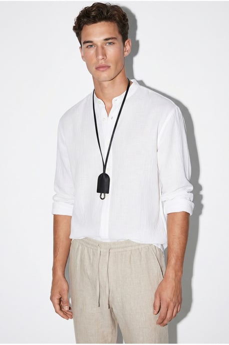 Oversized Mandarin Collar Shirt - Image 6