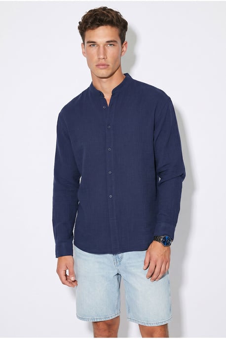 Oversized Mandarin Collar Shirt - Image 3