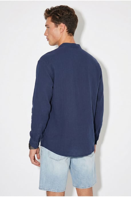 Oversized Mandarin Collar Shirt - Image 4