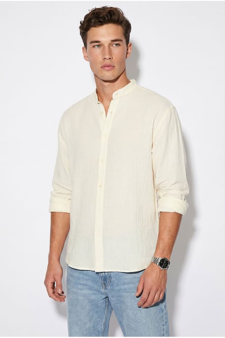 Oversized Mandarin Collar Shirt - Image 3