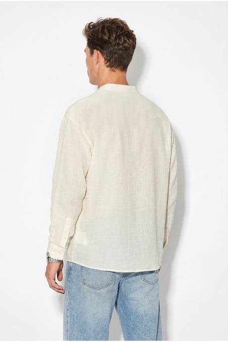 Oversized Mandarin Collar Shirt - Image 4