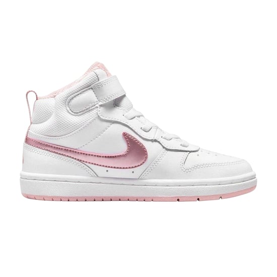 Nike Kinderen Court Borough Swoosh Leren Hoge Sneakers (Wit/Roze) - Image 1