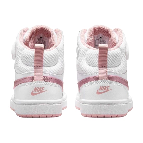 Nike Kinderen Court Borough Swoosh Leren Hoge Sneakers (Wit/Roze) - Image 2