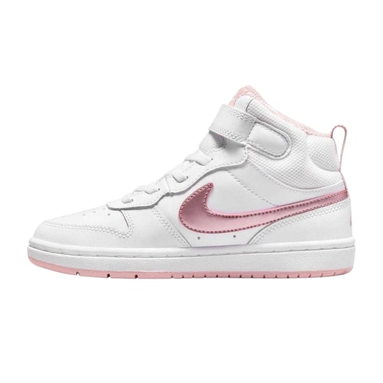 Nike Kinderen Court Borough Swoosh Leren Hoge Sneakers (Wit/Roze) - Image 3