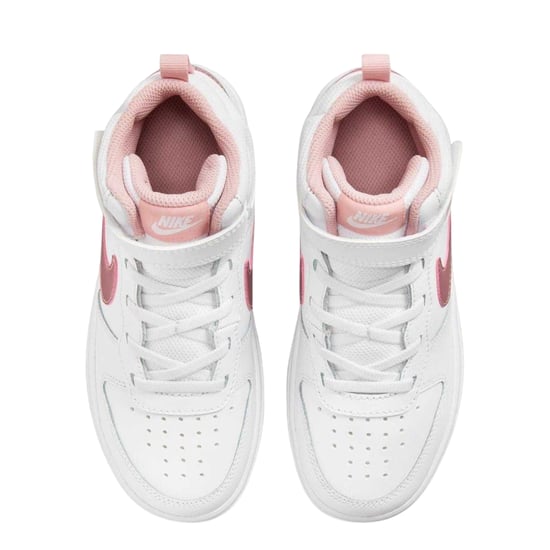 Nike Kinderen Court Borough Swoosh Leren Hoge Sneakers (Wit/Roze) - Image 4