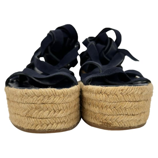 Miu Miu Strappy Espadrille Platform Sandals in Navy Blue Leather and Suede - Image 3