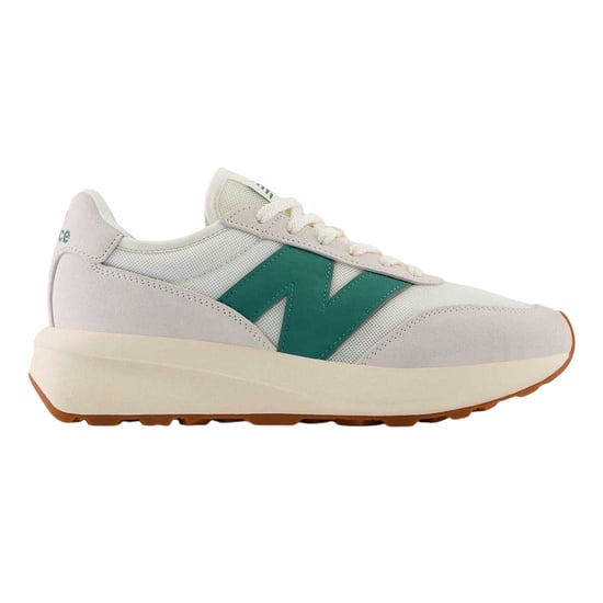 New Balance Mens 370 Suede Trainers (White/Green) - Image 1