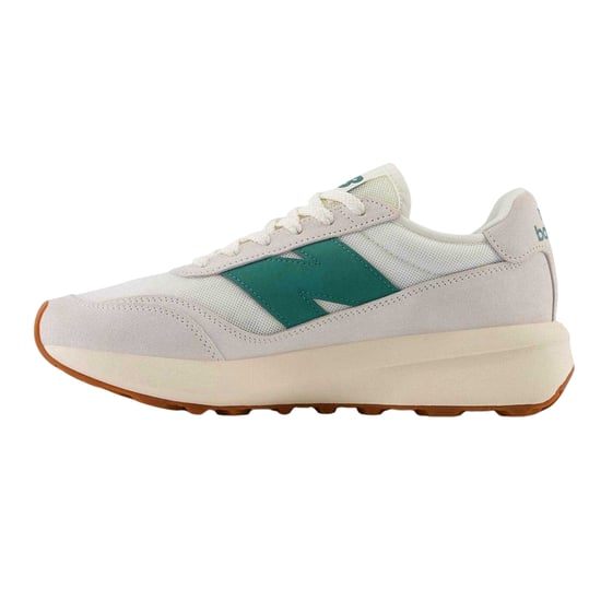 New Balance Mens 370 Suede Trainers (White/Green) - Image 2
