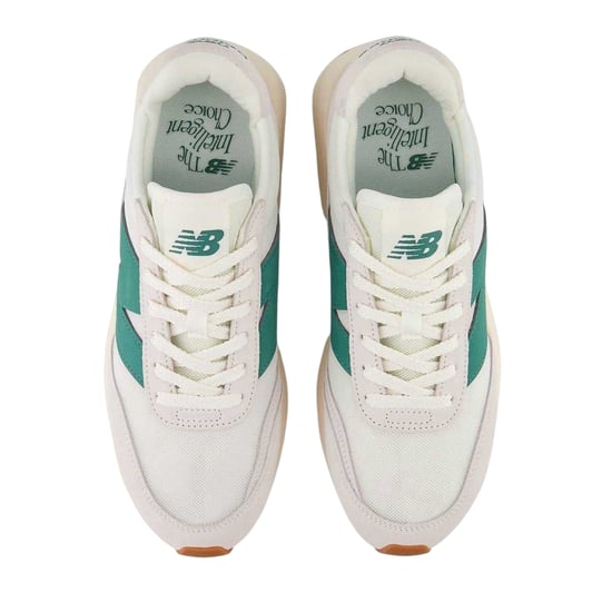 New Balance Mens 370 Suede Trainers (White/Green) - Image 3