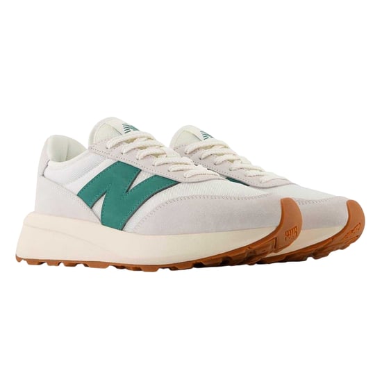 New Balance Mens 370 Suede Trainers (White/Green) - Image 4