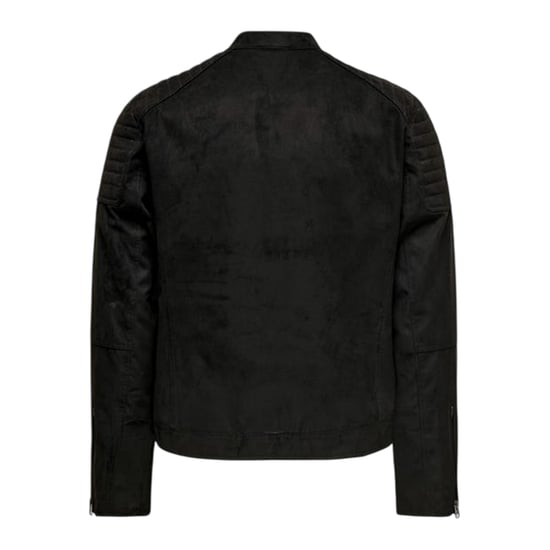 Endast Herr Enfärgad Zip-fick Bikerjacka (Svart) - Image 2